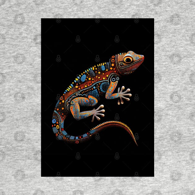 Aboriginal Art Inspired Lizard dot art painting by Mimeographics